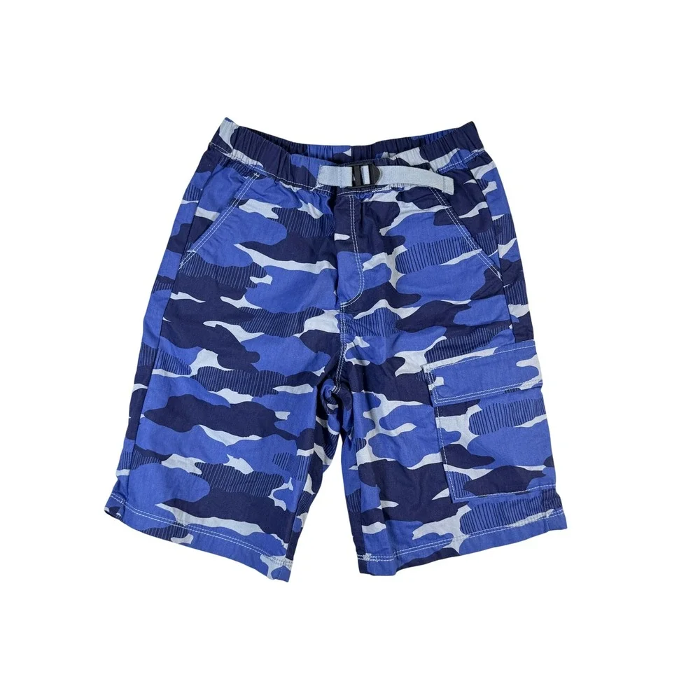 Hanna Andersson Boys Blue Camo Cargo Shorts US 10 / 140cm Belted